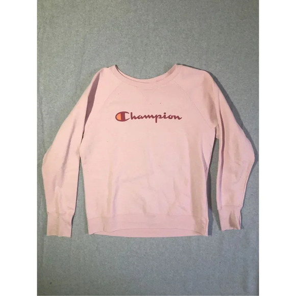 Womens Champion sweatshirt Size Large Pink Large Logo Minimalistic Warm - Picture 1 of 3